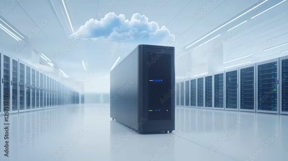 Poster cloud server in data center, network technology, cloud computing, storage, server infrastructure, an