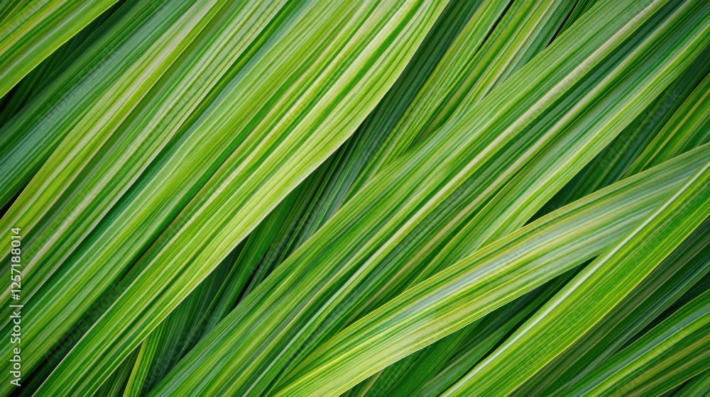 Poster Diagonal striped leaves create an abstract pattern with varied shades