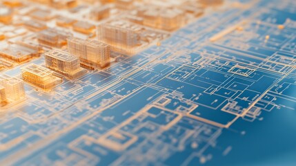 Naklejka premium Detailed blueprint of an urban development project highlighting infrastructure zoning and public safety elements