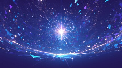 Fototapeta premium Abstract cosmic light radiance background. Featuring cosmic light radiance and vivid colors. Emphasizing depth and brilliance. Ideal for space and artistic themes.