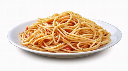 Spaghetti with Pesto Sauce Isolated on White Plate for Culinary Use