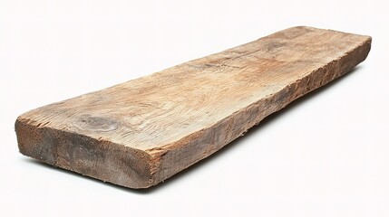Natural Wooden Plank with Unique Grain and Texture Isolated View