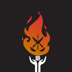 Cartoon devil's chef mascot and logo design template