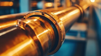 Obraz premium Polished copper pipe's clean design highlights its importance in infrastructure