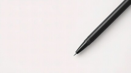 Black Pen Isolated on White Background in Top View Perspective