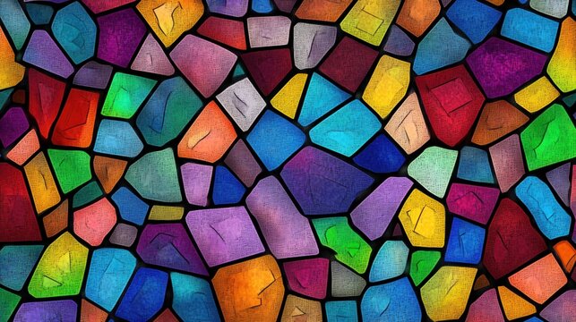 Abstract colorful shapes with a dark grout texture fill image