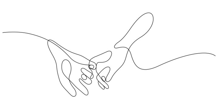 pinky swear of couple hand holding one line minimalism