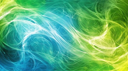 Fototapeta premium Abstract swirling green blue energy; vibrant background for design