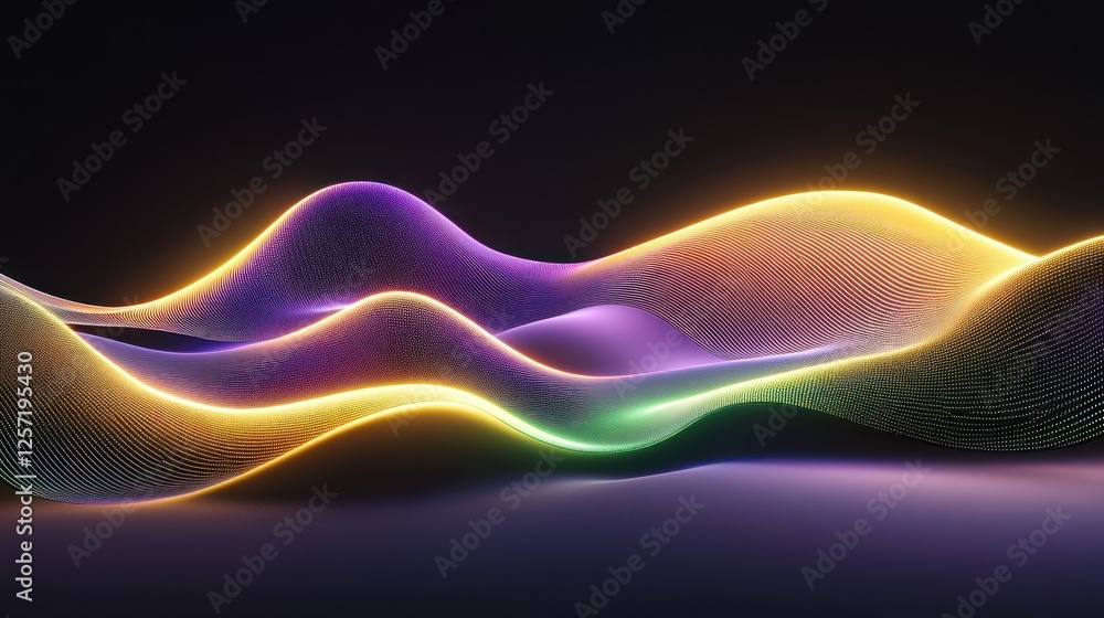 Poster abstract glowing colorful waves surface on a dark background