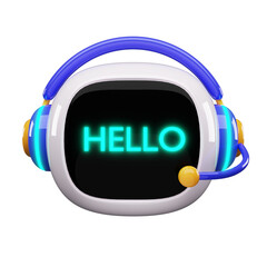 Happy robot. 3d ai character, chat bot mascot isolated on white background, GPT chatbot icon. Artificial intelligence, trendy technology, support service, funny automation computer 