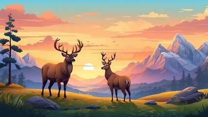 Wolf Pack at Dusk: Mountain Lake Serenity