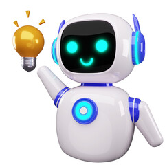 Happy robot. 3d ai character, chat bot mascot isolated on white background, GPT chatbot icon. Artificial intelligence, trendy technology, support service, funny automation computer 