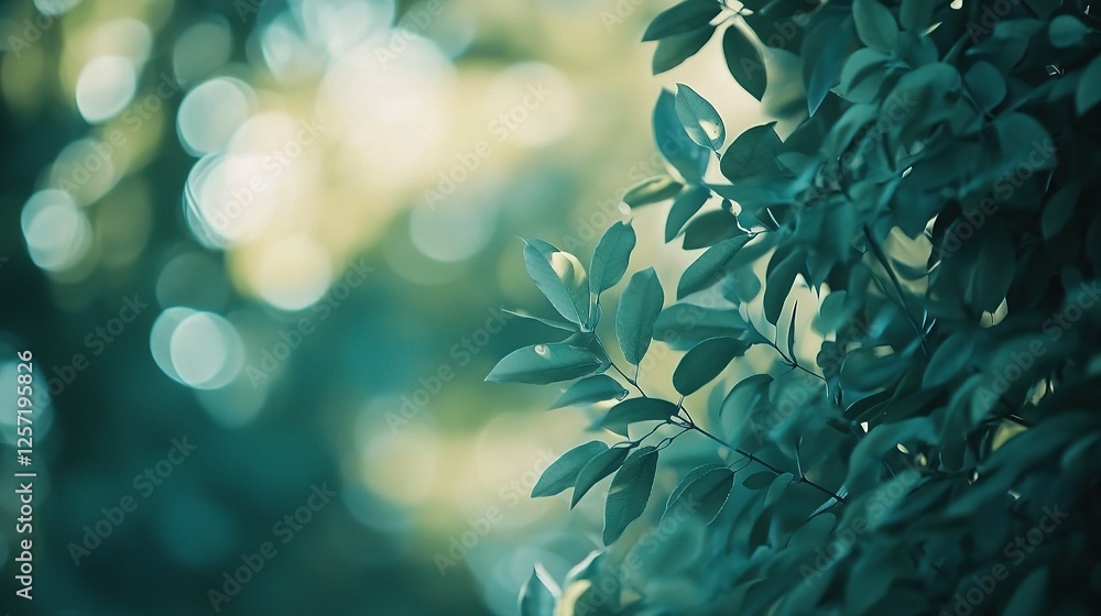 Aufkleber abstract spring background with green leaves and bokeh effect