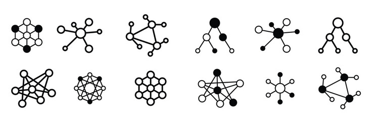 Business network icon set illustration
