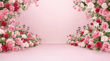 Pink Roses Floral Background Decor