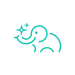 Obraz premium Cute Elephant with a Smile and Spark Stars, Dental Orthodentic Logo Design Vector