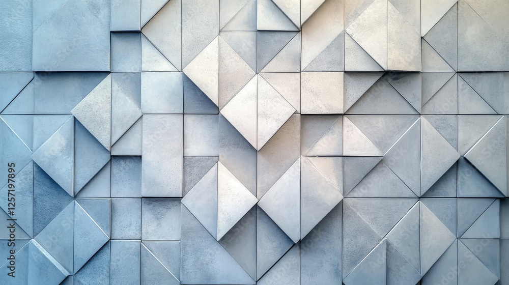 Poster geometric arrangement of square and triangular concrete panels creates texture