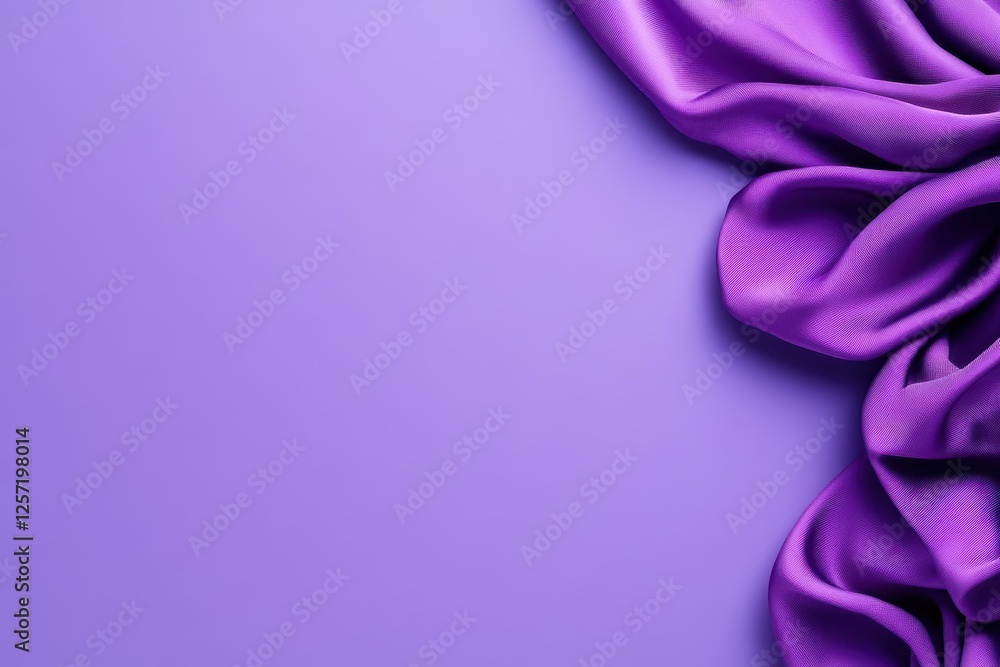 Poster Purple silk fabric draped on a matching purple background creating a smooth and elegant texture