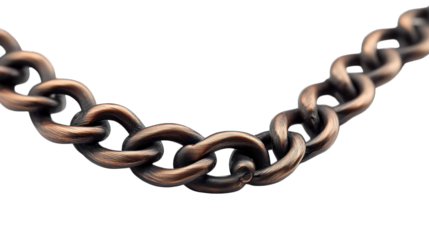 bronze chain line isolated on white background
