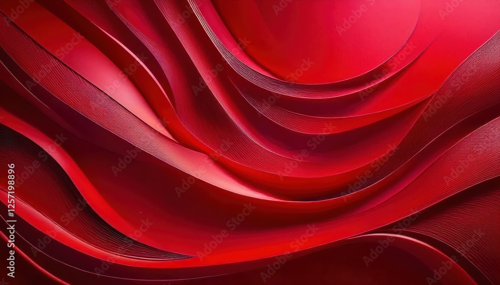 Aufkleber abstract red wave patterns with layered curves and fine textures for modern design background or artistic prints