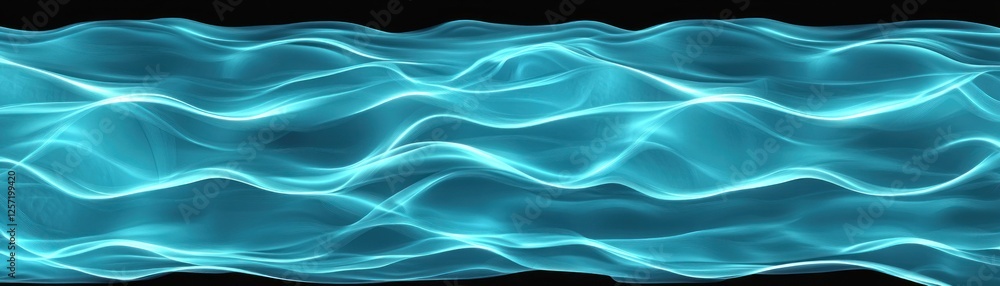Aufkleber Abstract blue waves flow across a dark background dynamically