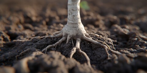 Fototapeta premium Resilient crops thriving in arid lands agriculture field dry soil close-up sustainability