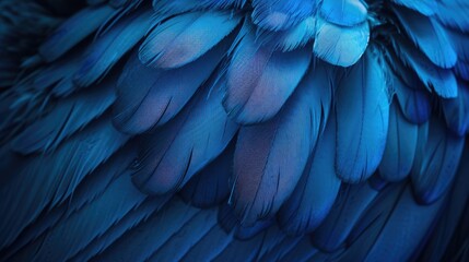 Fototapeta premium Vivid Blue Feathers Detailed Close Up Texture Background