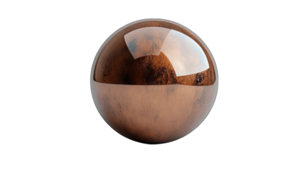 bronze sphere ball 3d render icon isolated on white background
