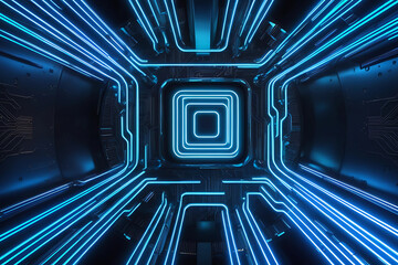 A futuristic ultra-HD wallpaper with glowing blue grid lines, offering a sharp, detailed, and sci-fi-inspired cyber aesthetic.