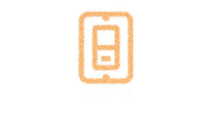 Icon light switch off is made of yellow grains of sand. Some grains of sand fall down. Transparent background. Black
