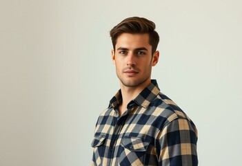 Fototapeta premium Photorealistic portrait of a casual male in flannel shirt