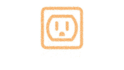 Icon outlet is made of yellow grains of sand. Some grains of sand fall down. Transparent background. Black