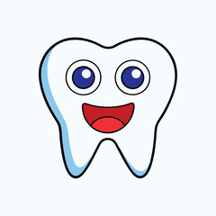Happy Tooth Vector Illustration for Dental Care, Oral Health, and Adorable Cartoon Design
