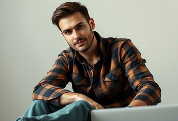 Portrait of a relaxed male in a flannel shirt