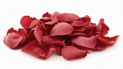 Elegant Red Rose Petals Scattered on Soft White Background