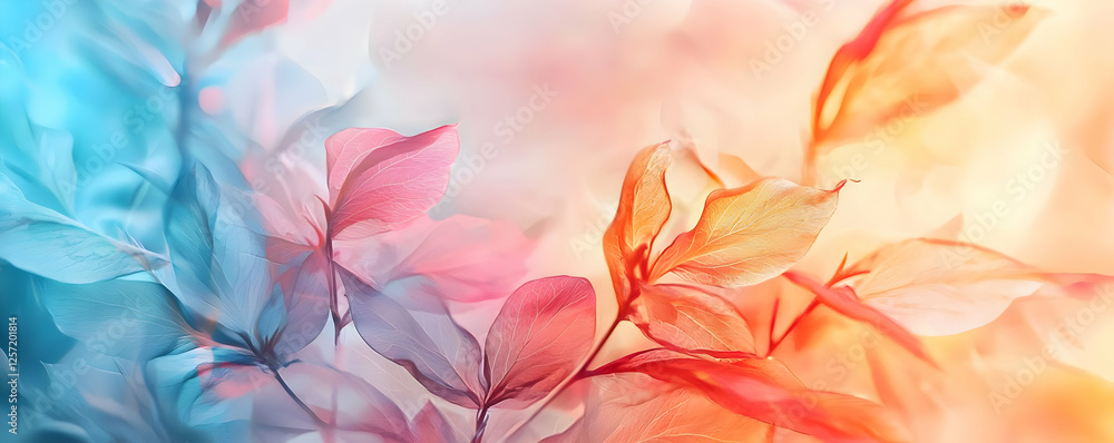 Poster abstract floral composition with soft colors and blurred background effects