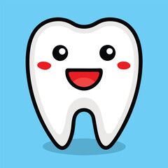 Happy Tooth Vector Illustration for Dental Care, Oral Health, and Adorable Cartoon Design

