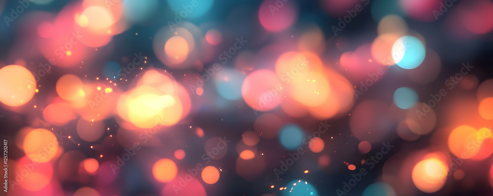 Poster colorful bokeh lights creating a vibrant atmosphere in a blurred background