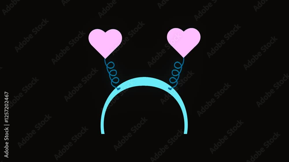 Poster animated headband icon with hearts with digital pixel scan effect. alpha channel