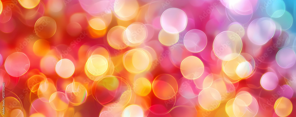 Poster colorful bokeh background with vibrant circles creating a festive atmosphere