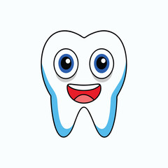 Happy Tooth Vector Illustration for Dental Care, Oral Health, and Adorable Cartoon Design
