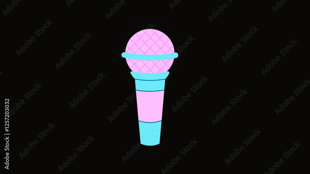 Poster animated microphone icon with digital pixel scan effect. alpha channel