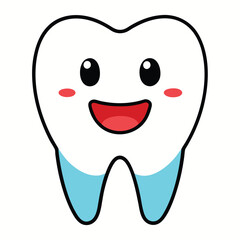 Happy Tooth Vector Illustration for Dental Care, Oral Health, and Adorable Cartoon Design
