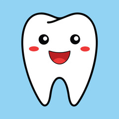 Happy Tooth Vector Illustration for Dental Care, Oral Health, and Adorable Cartoon Design
