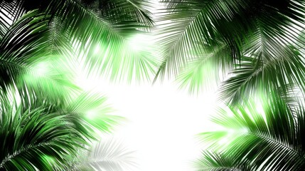 Tropical nature concept with lush coconut palm tree leaves for design and decoration