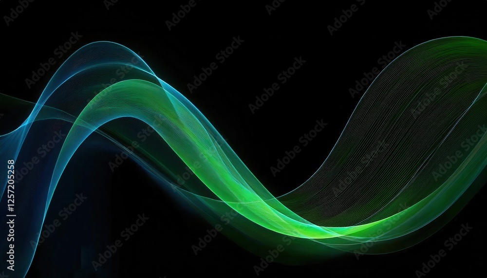 Poster abstract neon wave flow on black background, digital light art for modern tech design and creative p