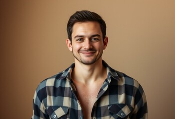 Obraz premium Male portrait in casual flannel shirt