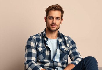 Obraz premium Male portrait in flannel shirt