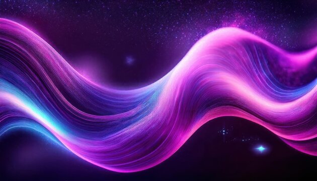 cosmic energy wave in vibrant purple and blue gradient with starburst, abstract futuristic space design for digital art

