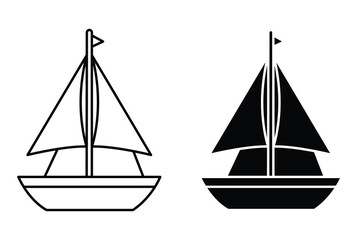 sailboat Icon Set. Minimalistic, Flat, and Line Icons for Transport, Travel, and Automotive Apps. Essential UI Elements in Modern Design. Fully scalable and customizable for print and digital.